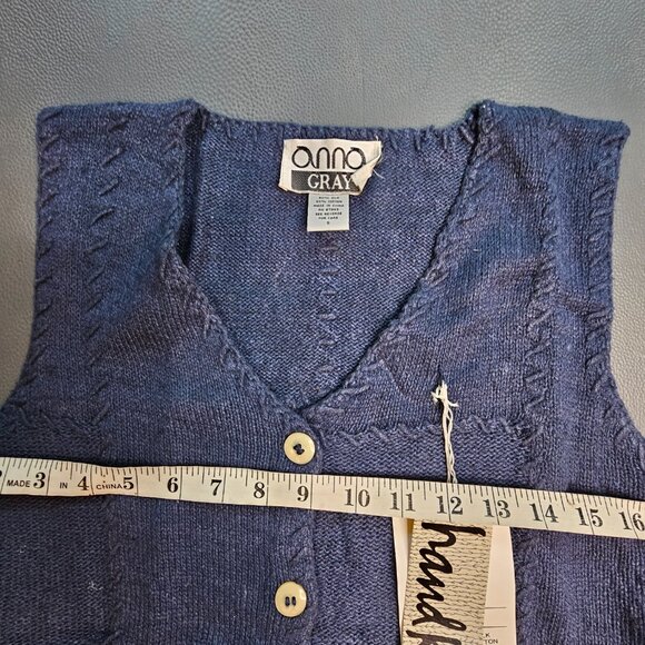 Vintage Anna Gray Blue Vest - Picture 4 of 5